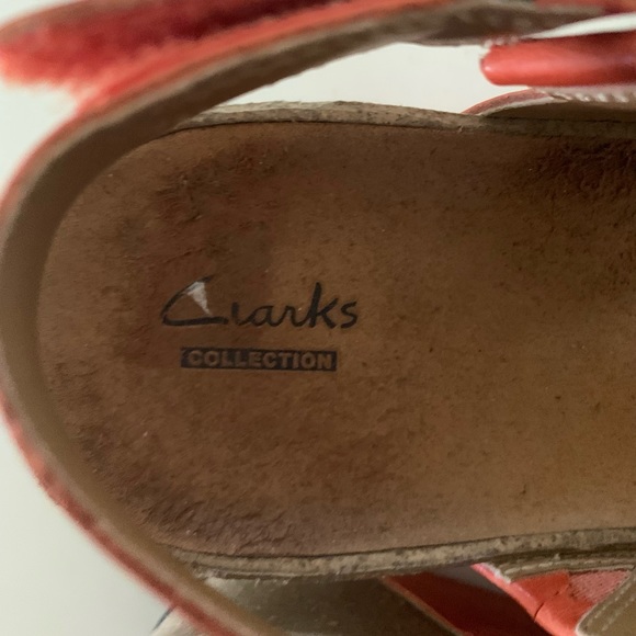Clarks Collection Aurelie Fin Platform Wedge Velcro sandal Shoes Orange Sz 8.5 - Picture 6 of 8